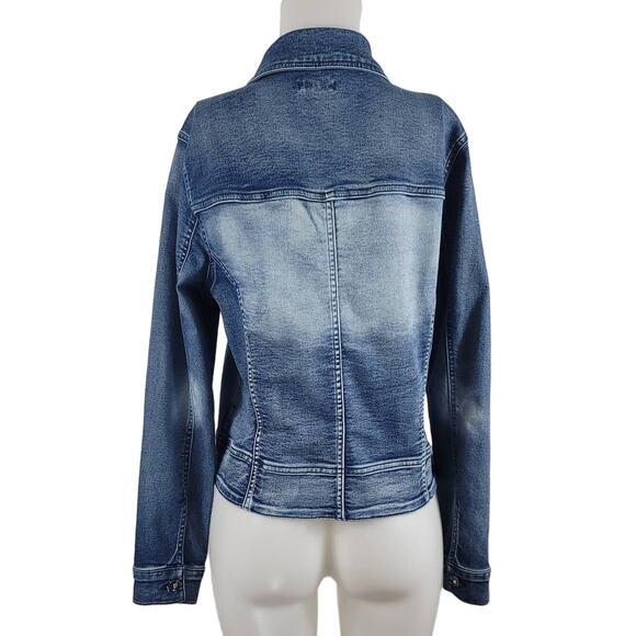 Venus Women's Distressed Bling Button Jean Jacket L - Picture 3 of 5